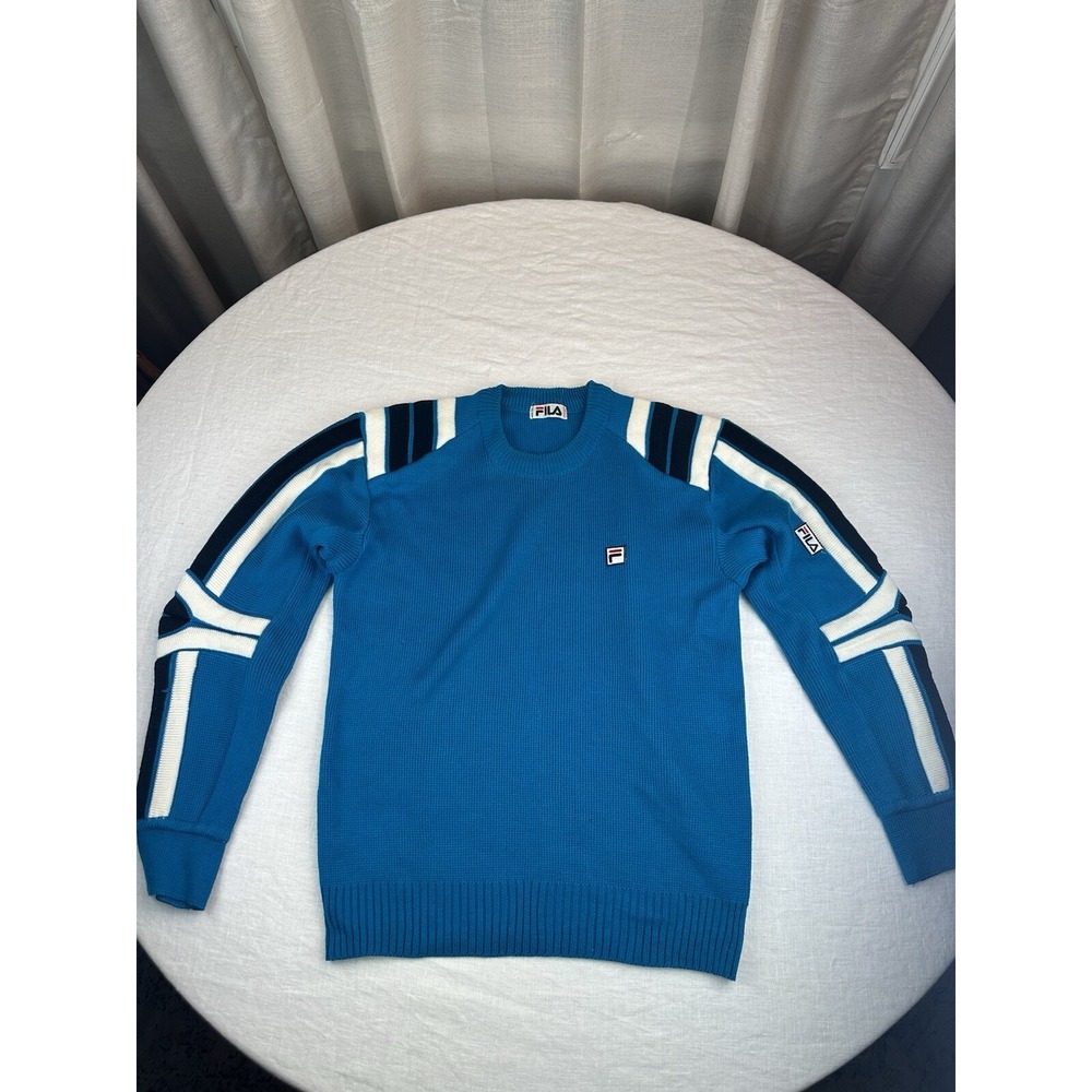 Vintage Fila Bjorn Borg Sweater Mens Small Blue Wool Knit Pullover Italy